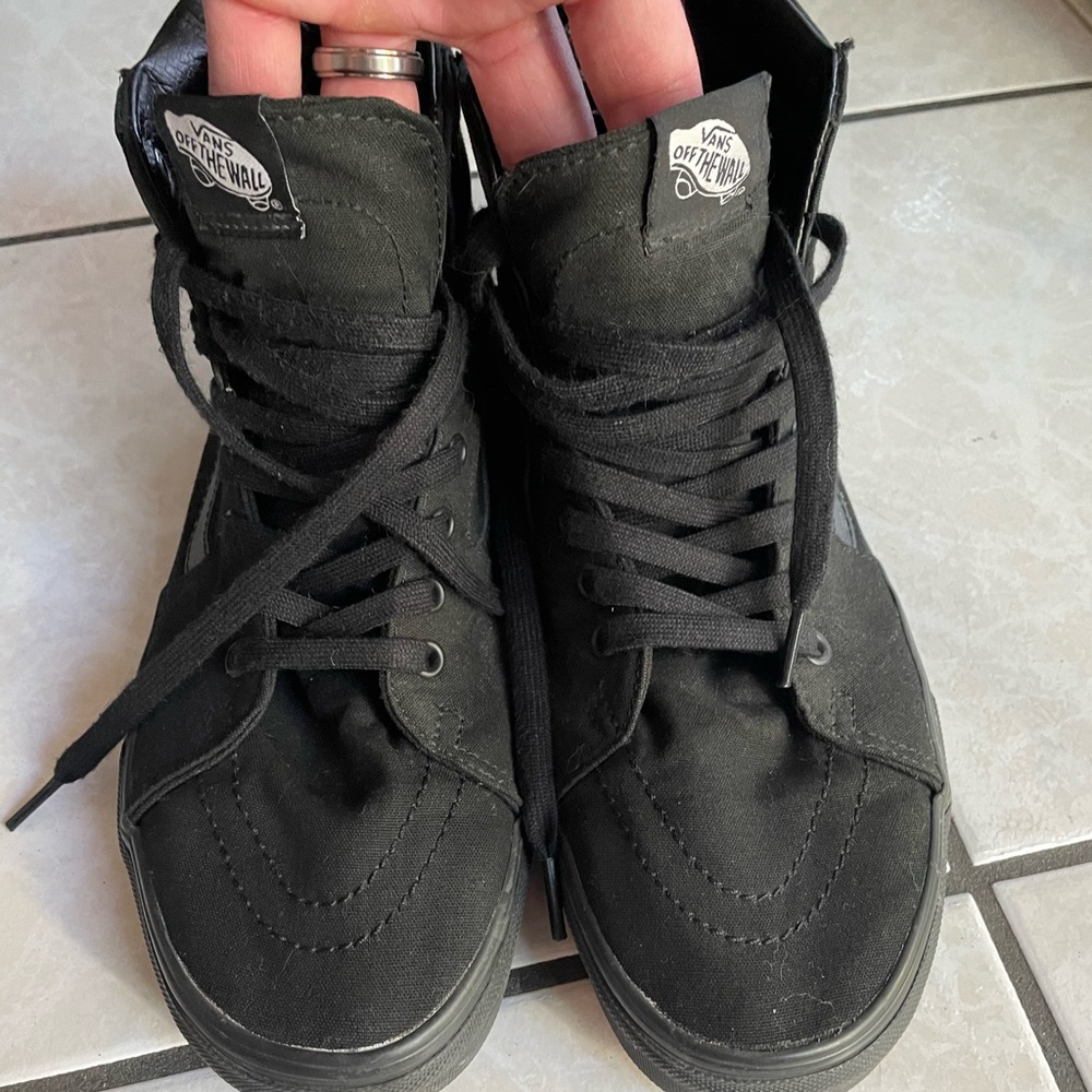 All black hi top old skool vans men’s size 11
